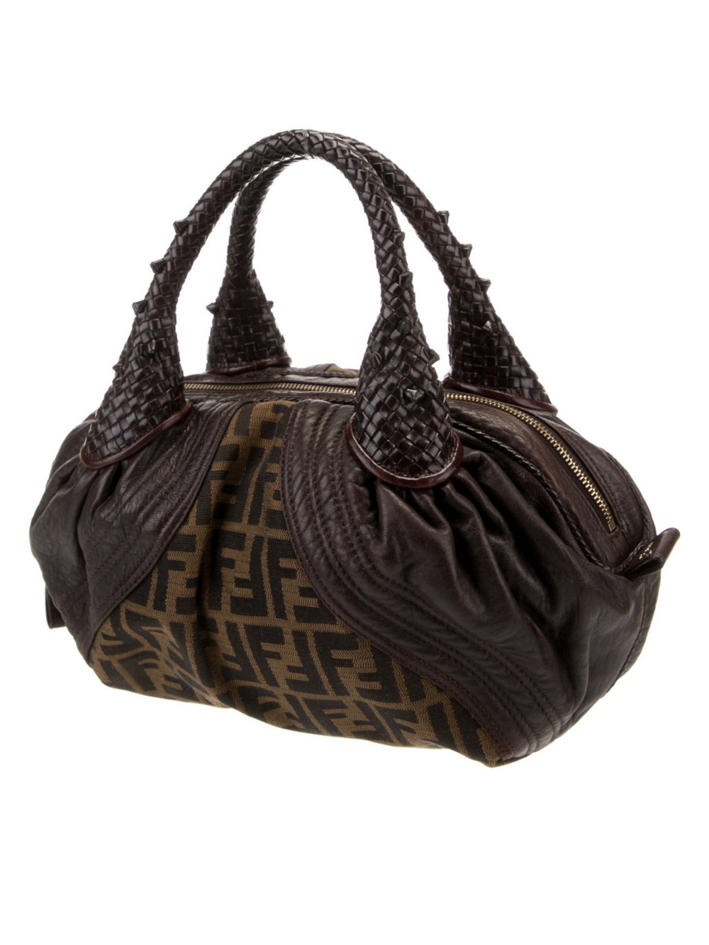 Fendi Baby Spy Bag Zucca Logo Brown Leather Trim - Picture 4 of 10